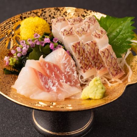 Sashimi salmon/sea bream/whelk