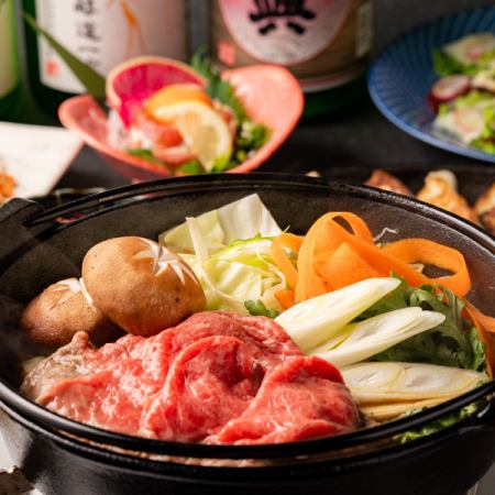 [Welcome/farewell party] [Sukiyaki with local Wagyu beef] ◆ Shizuoka Enjoyment Course ◆ 3 hours of draft beer and all-you-can-drink, 8 dishes, 6,500 yen