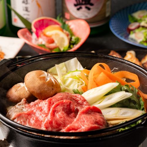 [Welcome/farewell party] [Sukiyaki with local Wagyu beef] ◆ Shizuoka Enjoyment Course ◆ 3 hours of draft beer and all-you-can-drink, 8 dishes, 6,500 yen