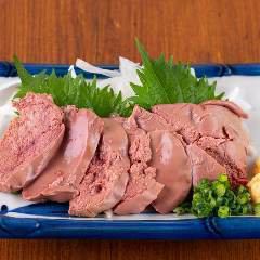 Rare white liver sashimi cooked at low temperature