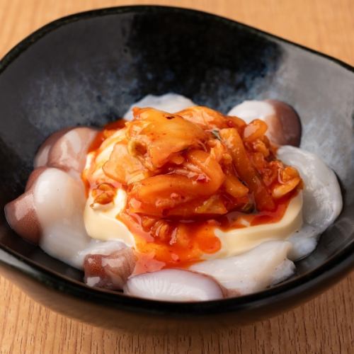 Octopus with kimchi and mayonnaise