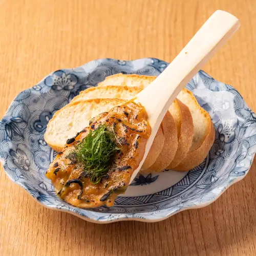 焼き葱味噌とパン