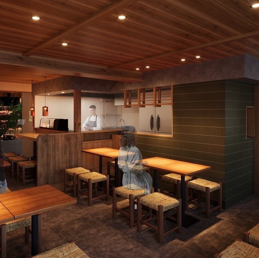 木目調で落ち着いた雰囲気の中、美味しいお酒と料理に舌鼓。