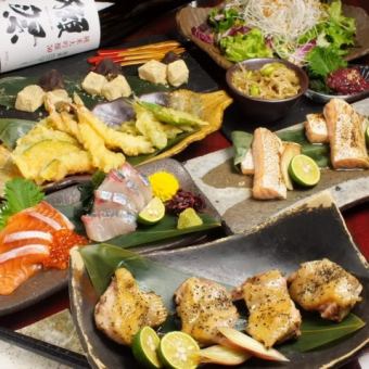 「ブロンズコース」旬鮮魚2種×天ぷら2種盛り合わせ含む全９品全14品　2800円(税込)