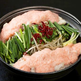 "Special Mentai Motsunabe Course" - 17 dishes including a platter of 4 kinds of fresh fish and motsunabe (offal hot pot) with special broth - 3800 yen