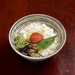 Rice with tea (with mentaiko)