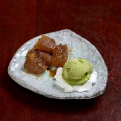 Warabi mochi and matcha ice cream