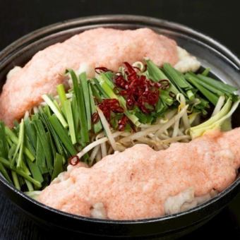 『特製めんたいもつ鍋コース』鮮魚４種盛や特製もつ鍋含む 全17品　飲み放題付き4800円