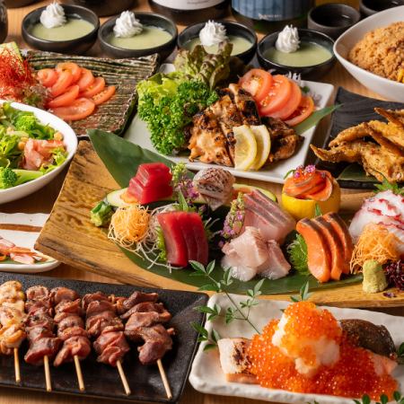 [4,500 yen course] 7 chicken dishes including our signature skewers + 2 hours all-you-can-drink for 4,500 yen (tax included)