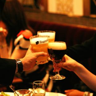 享受比利時美食方案！比利時生啤酒【附2小時5種無限暢飲】每人8,000日元