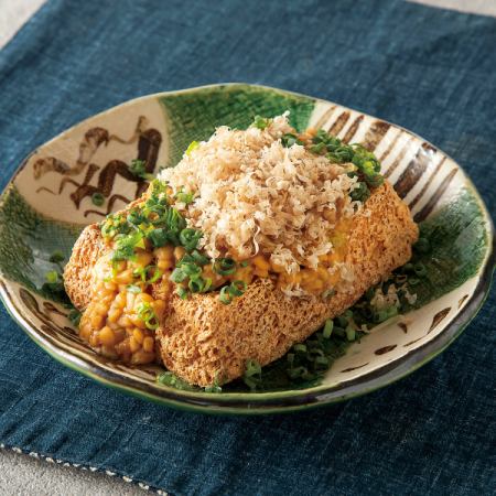 Deep-fried green onion natto