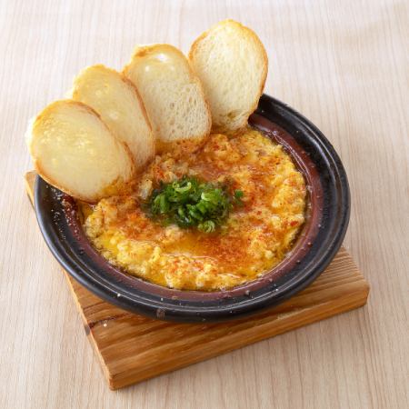 Ajillo with egg and mentaiko