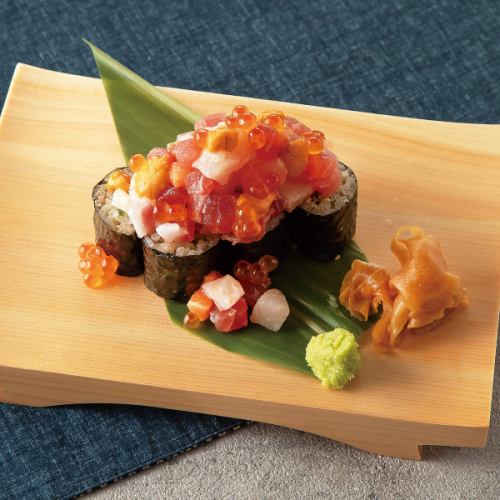 Luxurious overflowing sushi