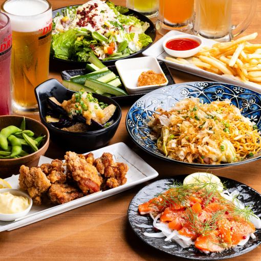 [From 6/1] Sunday to Thursday only!! Includes 2 hours of all-you-can-drink ◎ Salmon carpaccio/fried chicken, 8 dishes total "Easy course" 3,000 yen