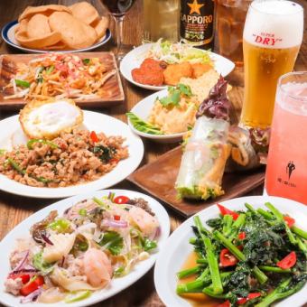 【人気No1】カオサンコース飲み放題120分生ビール込み(約60種類)+お料理7品5000円