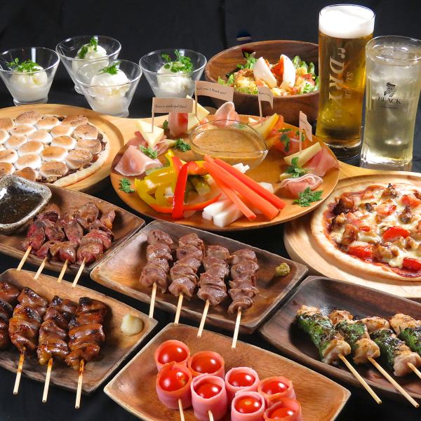 [Super value 150 minutes all-you-can-drink included] Gill&co adult girls' party course♪ 11 dishes including carefully selected yakitori prepared by a yakitori chef for 4,500 yen