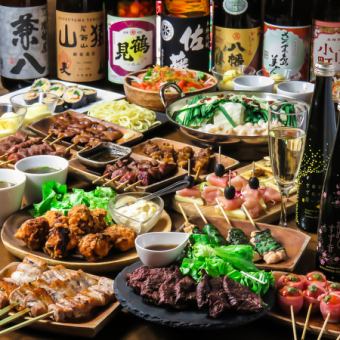 《Luxury welcome and farewell party course》 Seared chicken/6 types of carefully selected skewers/chicken nanban/offal hot pot etc. ■120 minutes all-you-can-drink, 14 dishes in total, 6,000 yen■