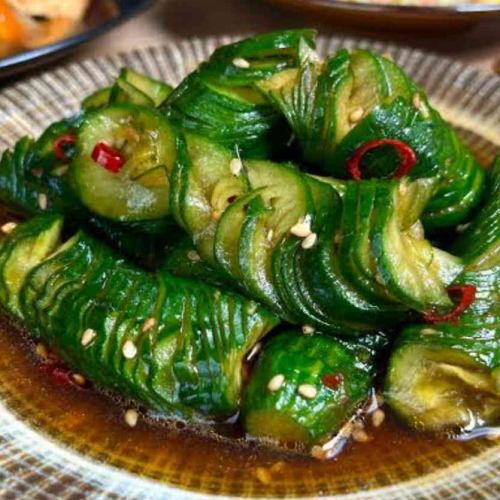 Cucumber pickled in a bottle