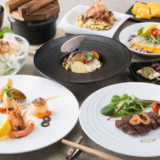 【クリスマスディナーフルコース】国産黒毛和牛A4 サーロイン・魚料理・選べる〆のご飯など全8品