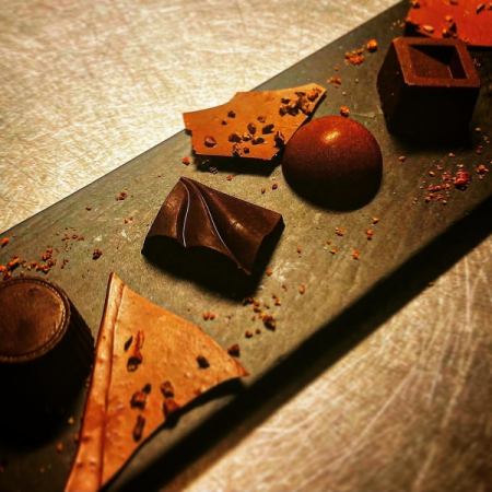 Assortment of 5 types of homemade bonbon chocolate