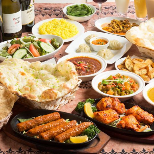 [Includes 2 hours of all-you-can-drink] Affordable prices! All-you-can-eat naan "Party A Course" 12 dishes total: 3,500 yen