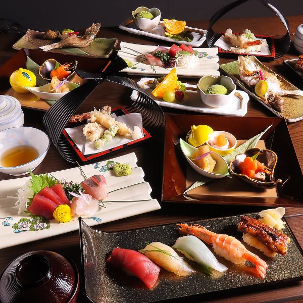 【ハレの日・会食に最適】三河湾の旬魚と季節の食材！〆の握り寿司など全9品で贅沢に味わう「極会席」