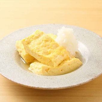 Rolled omelet with dashi stock made from Kuriyama corn