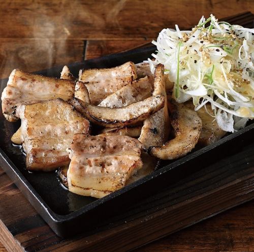 Charbroiled pork belly and pork belly with green onion, salt and pepper