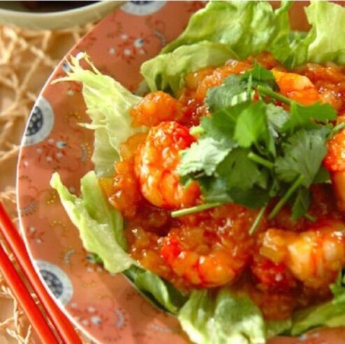 エビチリソース炒め/海老の甘酢