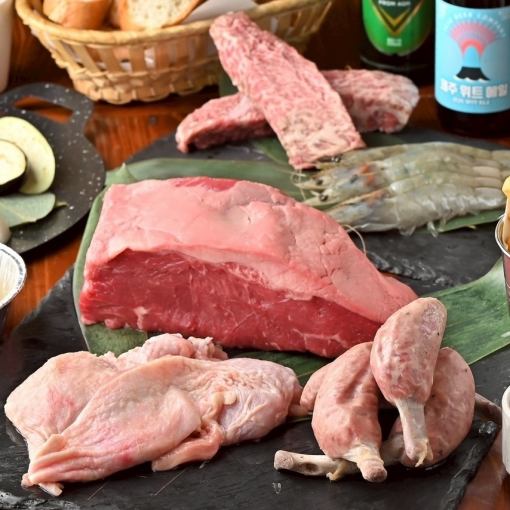 アメリカンBBQ♪2時間飲み放題付☆全15品☆肉厚豪快牛ステーキをガッツリ楽しめるBBQコース♪