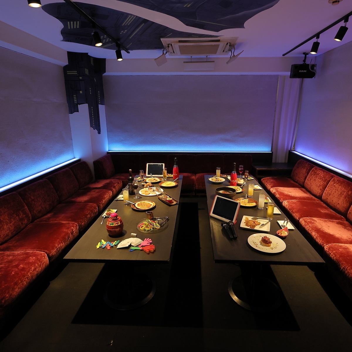 VIP private rooms with karaoke are available for 6 people and the entire floor can be reserved for 20 people or more.