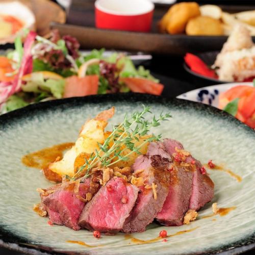 【肉食宴会◎】2時間飲み放題付◎国産牛ステーキ食べ放題コース（全9品）平日5000円週末5500円