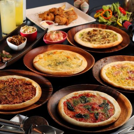 【(忘年会)選べる１４種のオリジナルピザ食べ飲み放題コース】 平日4500円週末5000円全7品
