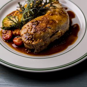 Chicken thigh confit with Tasmanian mustard sauce