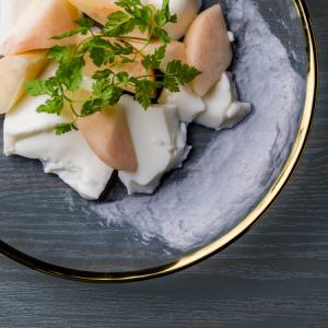 Panna cotta with seasonal fruits and marsala flavor