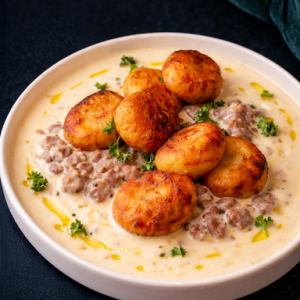 이탈리아산 소시지와 3종류의 치즈의 뇨키