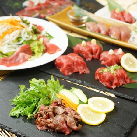 最受歡迎☆2小時無限暢飲！新鮮生魚片和黑毛和牛壽司☆「多彩套餐」8道菜總計4,000日元