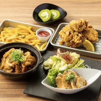 【お気軽プラン】若鶏唐揚げ、鮮度命のカツオのたたき付◆120分飲み放題付おつまみコース3499⇒