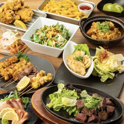 [Full of deliciousness◆] Yakitori/steak/meat overflowing sushi included ●120 minutes all-you-can-drink included ◆Luxurious banquet course 5500⇒