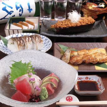 【Bamboo】宴會用♪時令天婦羅拼盤、4種生魚片、烤野鯛魚等時令菜餚8種8,800日元
