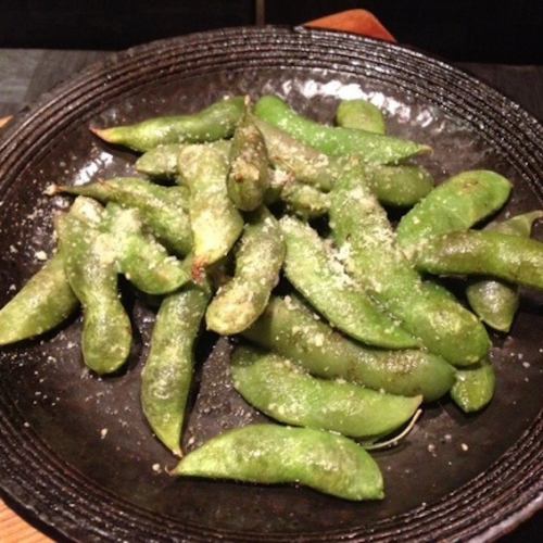 Oven baked black edamame with cheese