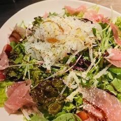 Caesar salad with prosciutto and soft-boiled egg