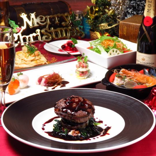 X‘mas限定プレミアムコースお料理9品＋2.5h飲み放題付き　7000円(税込)