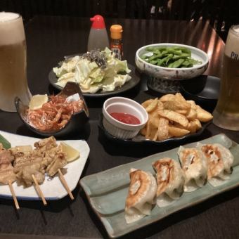 【平日限定（月～木）+800円で時間無制限飲放に！】リーズナブルなふらっと6品2h飲放付きコース