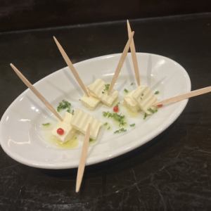 Cream cheese pickled in sake lees with olive pepper