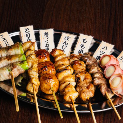 【ホットペッパー限定】★当店一押し『地鶏・鮮魚 焼き鳥・もつ焼コース』2.5H飲み放題付(8品)4500⇒3500円