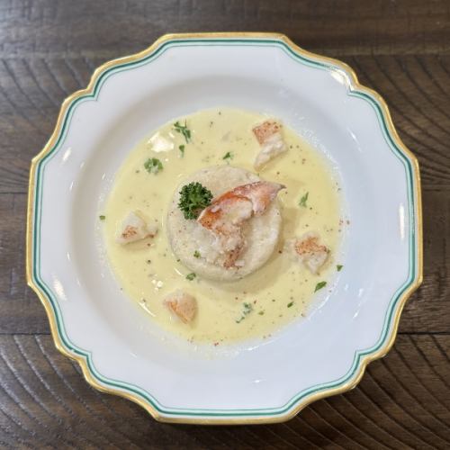 North Sea scallop and lobster mousse with white sauce