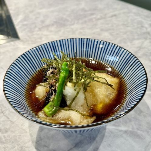 茄子とお餅の揚げ出し豆腐