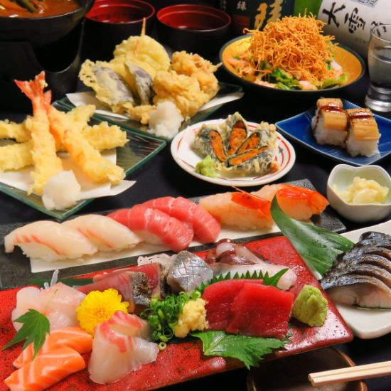[All-you-can-drink included] Luxury special course including 7 kinds of our proud sashimi, 11 dishes in total, 5,000 yen