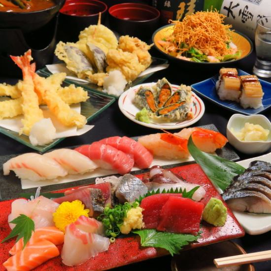 [All-you-can-drink included] A luxurious course including 5 kinds of our signature sashimi, 12 dishes in total, 5,000 yen